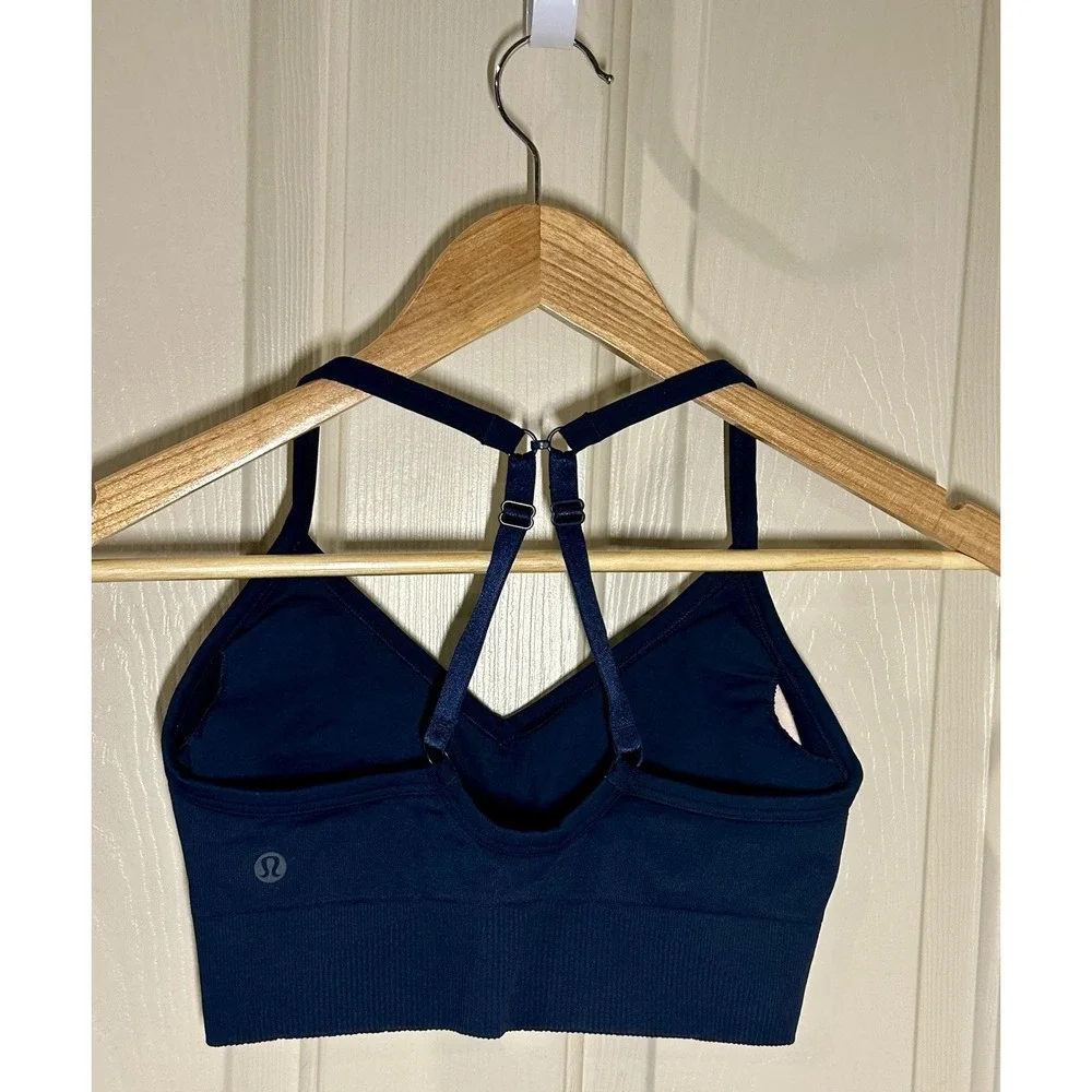 Lululemon NAVY BLUE V Neck Seamless Sports Bra Size 4
